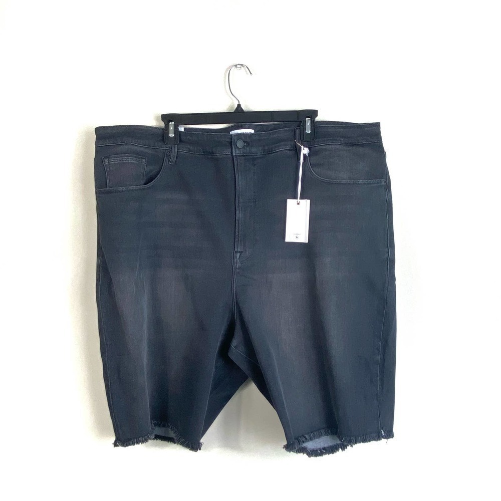 Good American Bermuda shorts size 26 black denim shorts cut out high waist